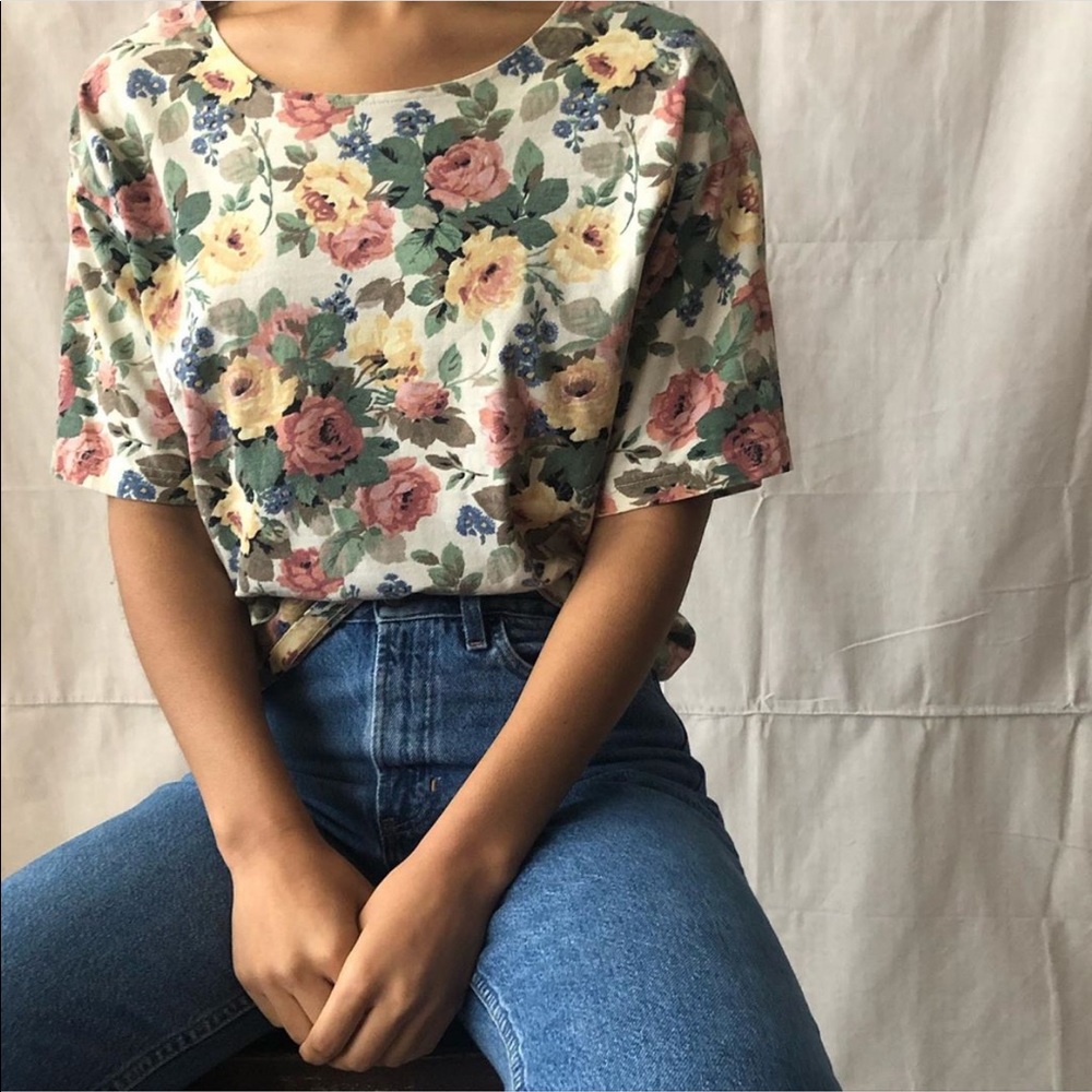 Vintage medium floral cotton tee uber femme